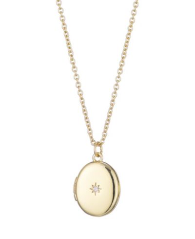 Ожерелье ADORNIA Gold Cubic Zirconia Oval Locket Starburst