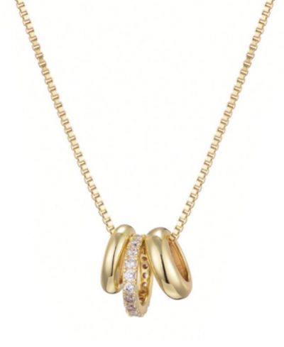 Ожерелье ADORNIA Gold с кубическим цирконием и тремя кольцами