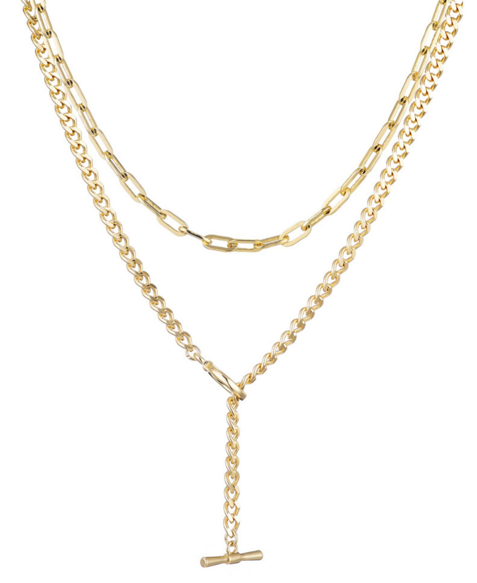 Набор из двух колье ADORNIA Gold Toggle and Paperclip