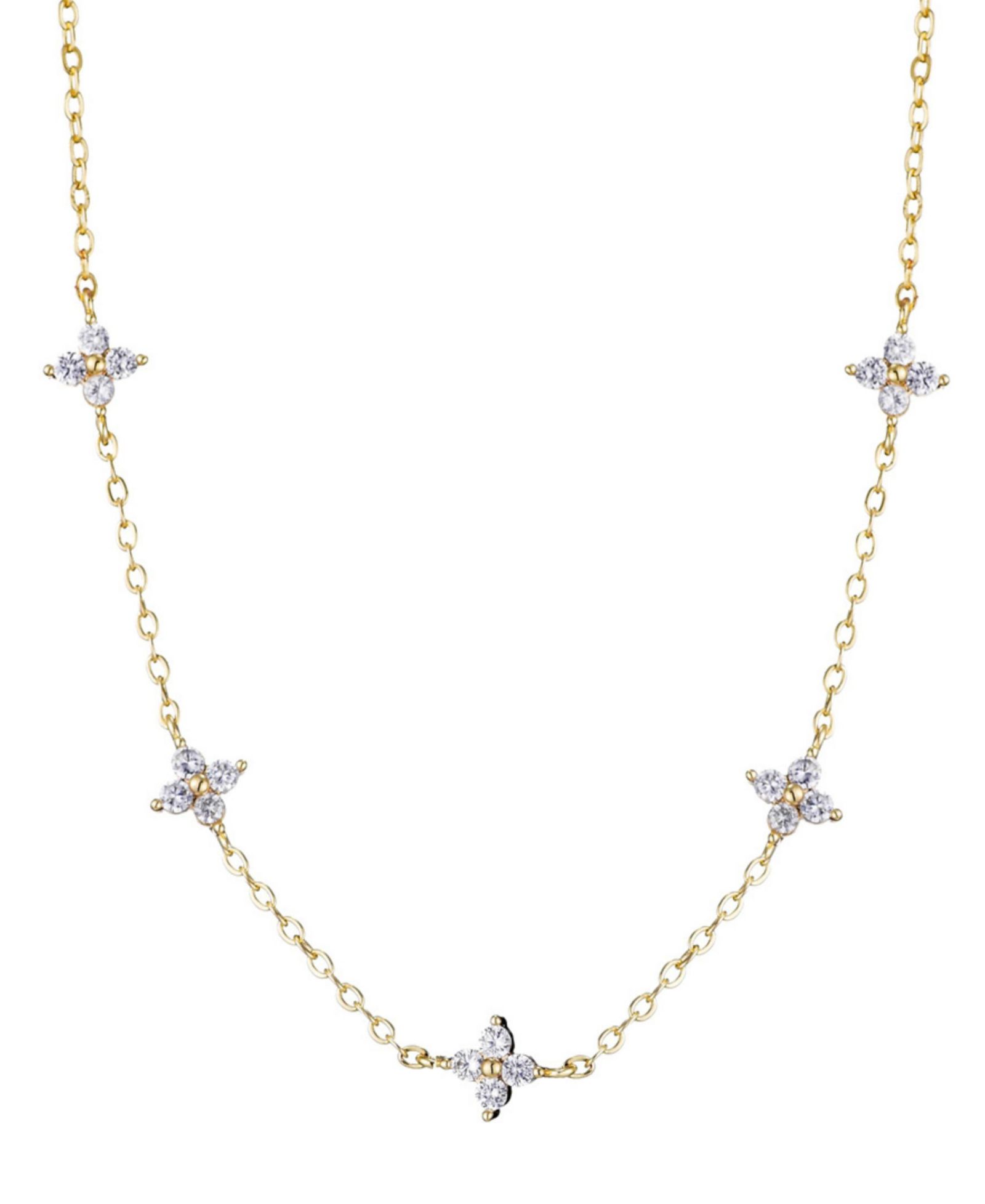 Колье ADORNIA Gold Cubic Zirconia Flower Station