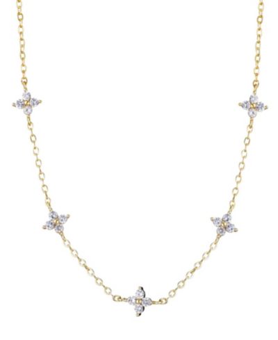 Колье ADORNIA Gold Cubic Zirconia Flower Station