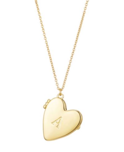 ADORNIA Gold Initial Heart Locket Necklace