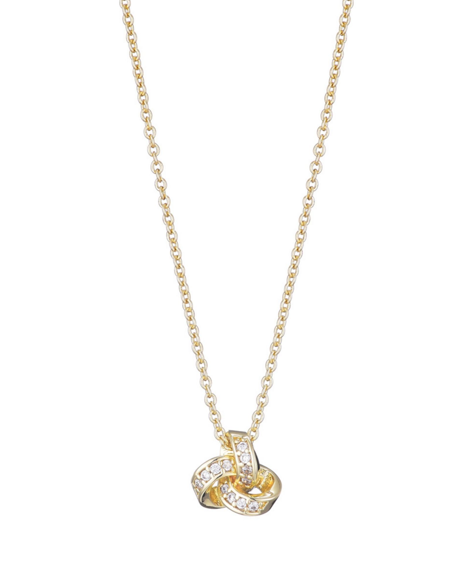 ADORNIA Gold-Tone Cubic Zirconia Braided Knot Pendant Necklace