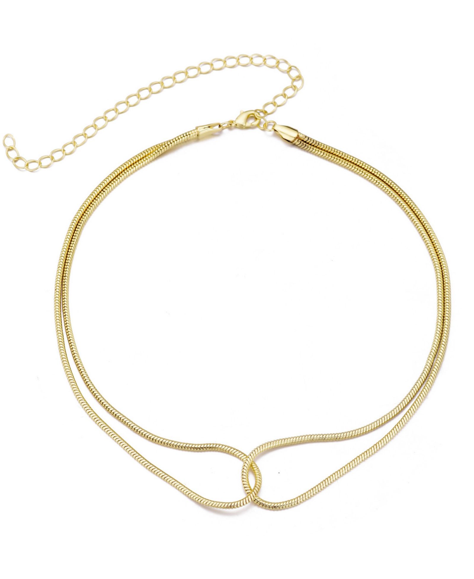ADORNIA Gold Plated Interlocking Rope Chain Necklace