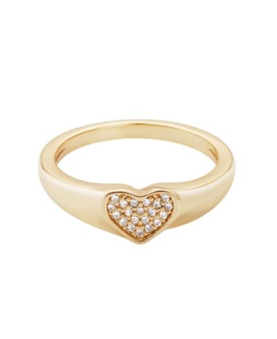 Кольцо ADORNIA Cubic Zirconia Pave Heart Signet Pinky