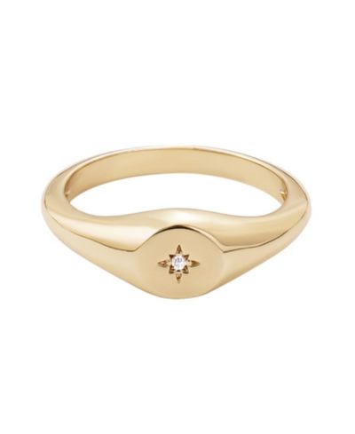 ADORNIA Cubic Zirconia Starbust Signet Pinky Ring