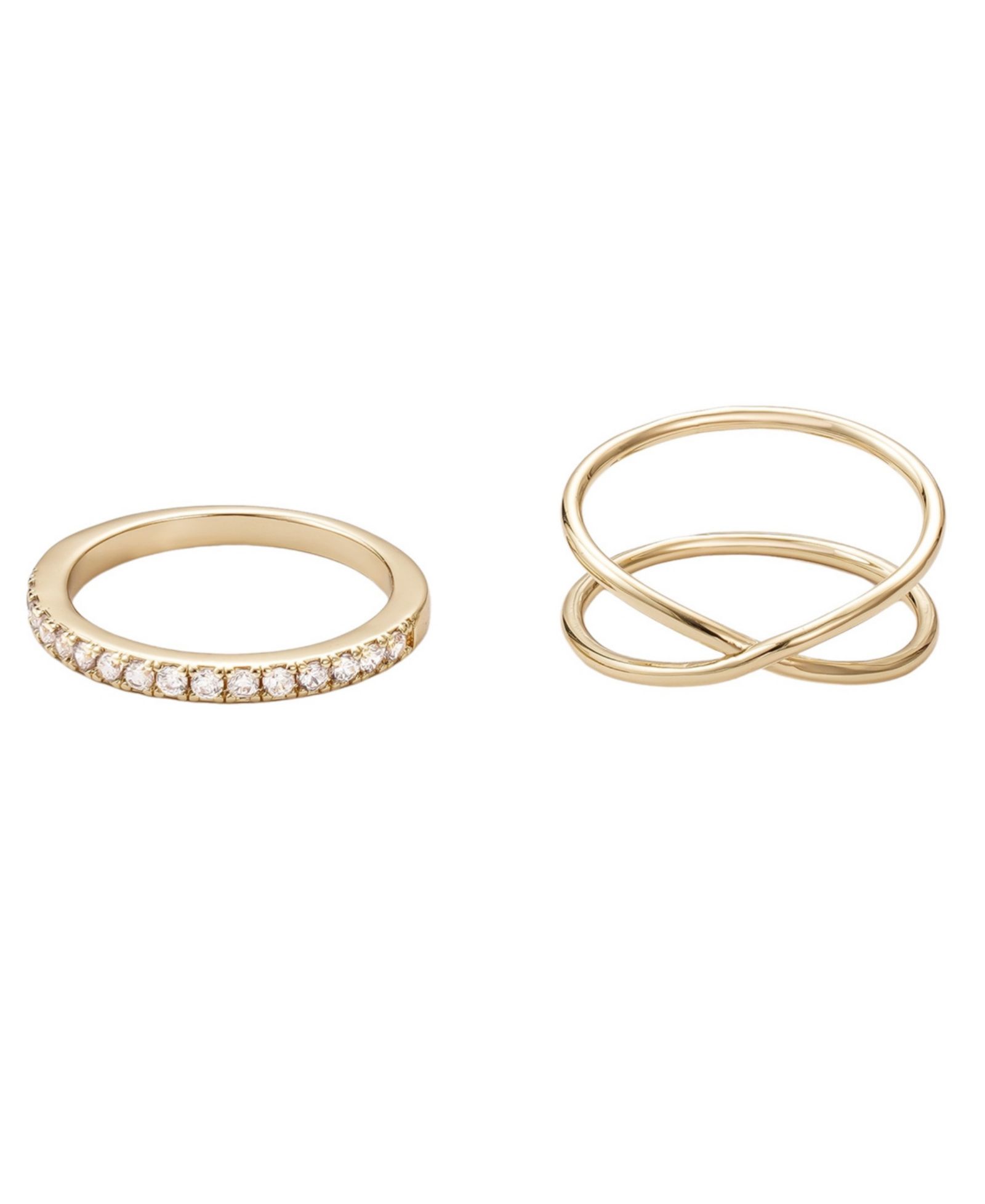 ADORNIA Cubic Zirconia X and Eternity Ring Set