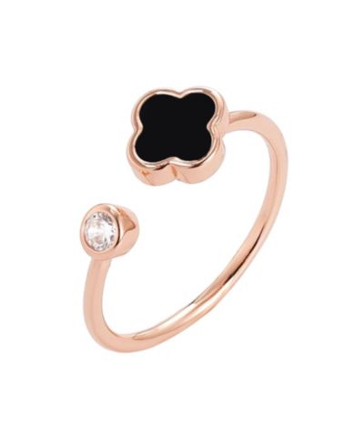 ADORNIA Кольцо с клевером, позолоченное Rose Gold