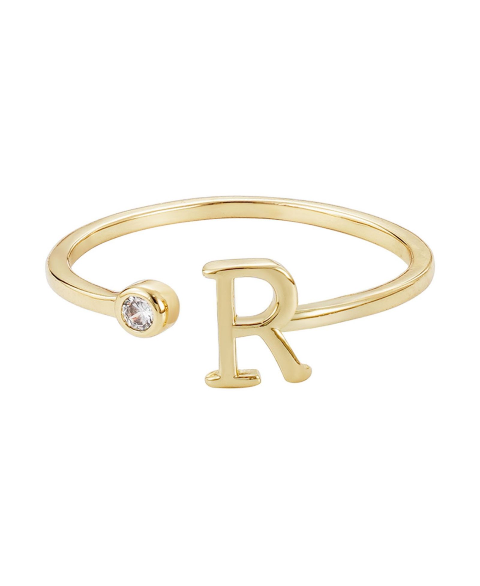 ADORNIA Gold Adjustable Cubic Zirconia Initial Ring