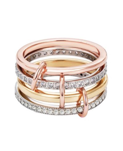 Кольцо ADORNIA Mixed Metal Cubic Zirconia Connected 4-Piece Stack Ring