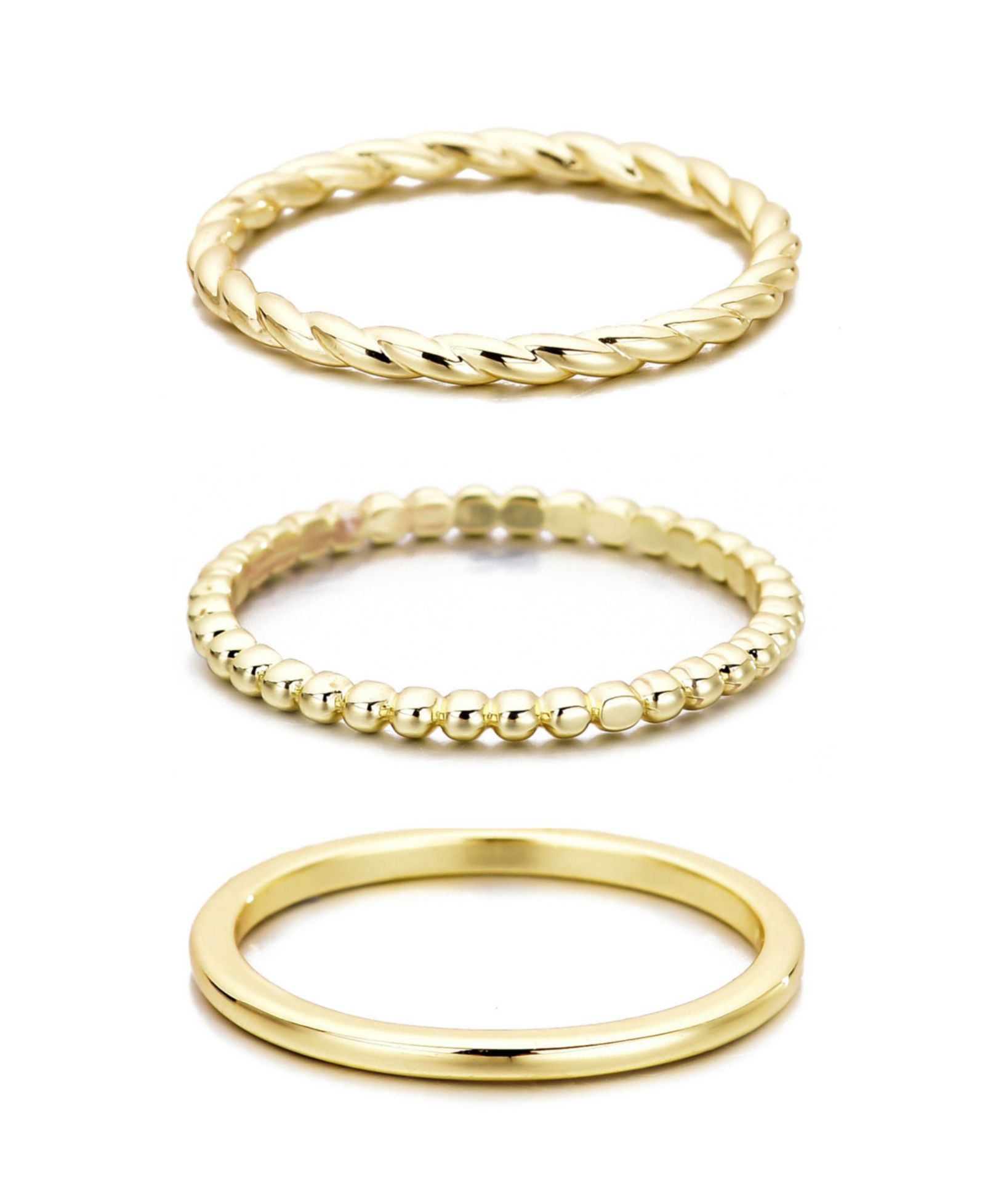 ADORNIA Gold Plated Thin Stacking Band Set