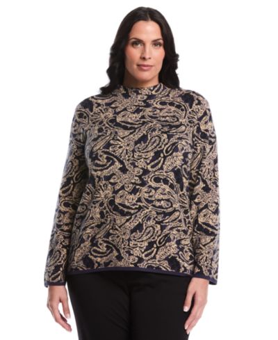 Женский свитер с воротником-стойкой и принтом Paisley Plus Size от Rafaella