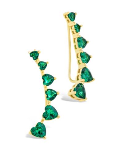 Sterling Forever Серьги-гвоздики Sterling Silver Jillian CZ Heart Crawler