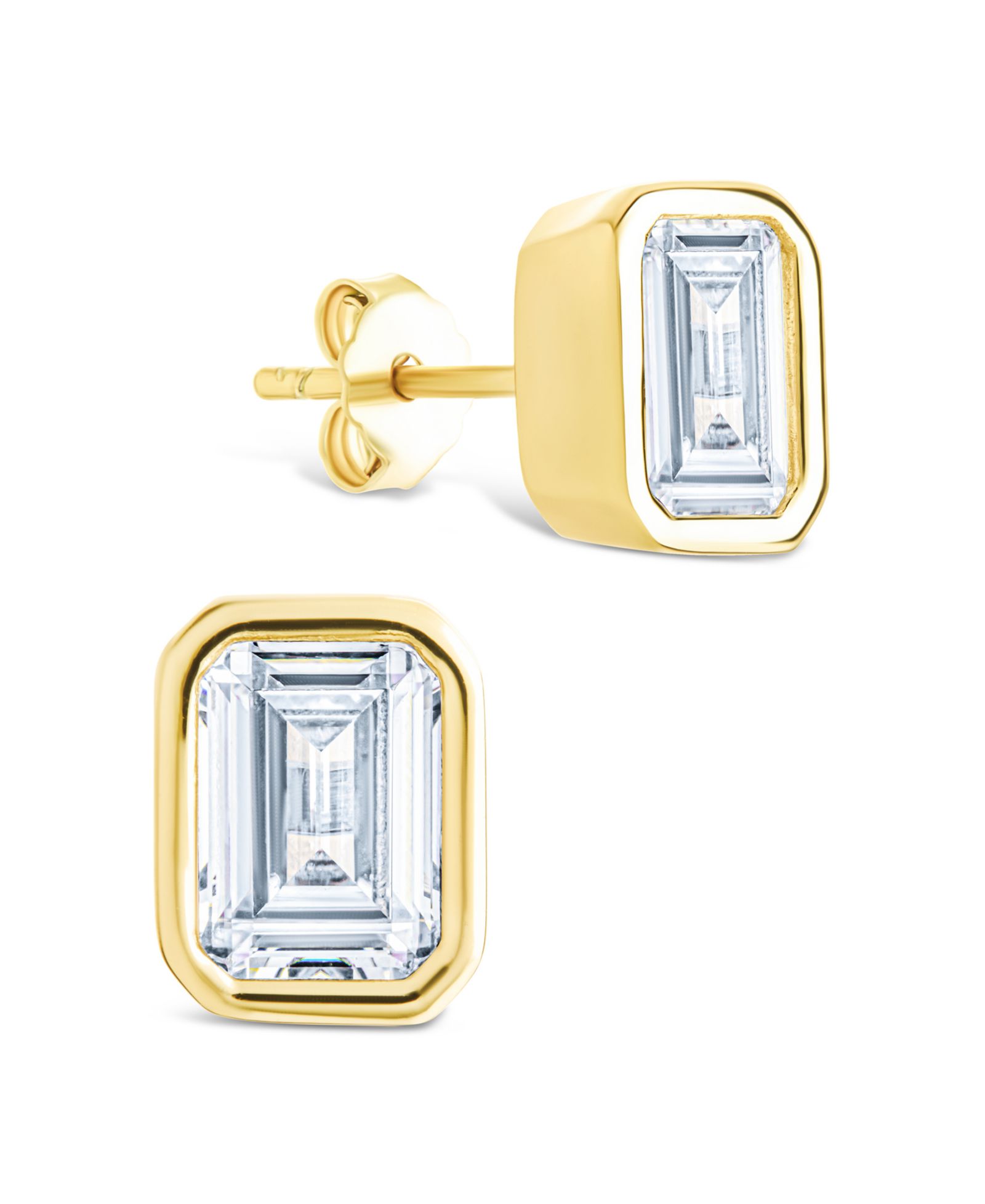 Серьги-гвоздики Sterling Forever Sterling Silver Emerald Cut Bezel Set Stud