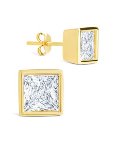 Sterling Forever серьги-гвоздики Princess Cut Bezel Set из стерлингового серебра