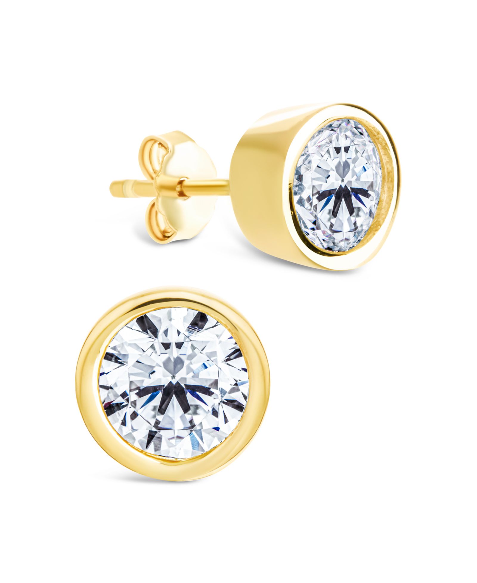 Sterling Forever Sterling Silver Round Cut Bezel Set Stud Earrings