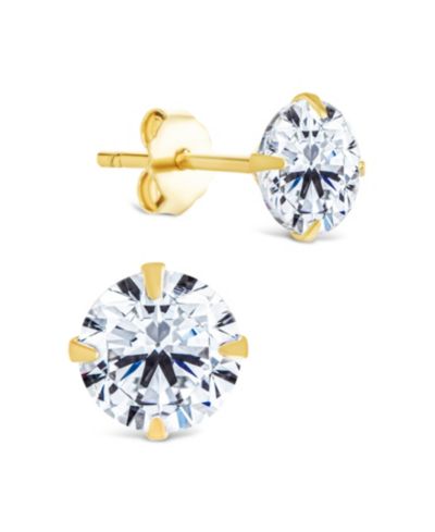 Серьги-гвоздики Sterling Forever Sterling Silver Round Cut Prong Set