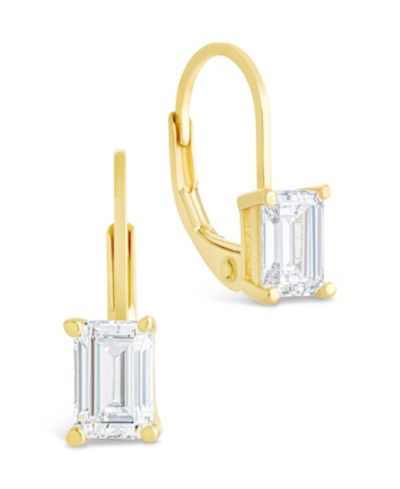 Sterling Forever Sterling Silver Emerald Cut French Clip Earrings