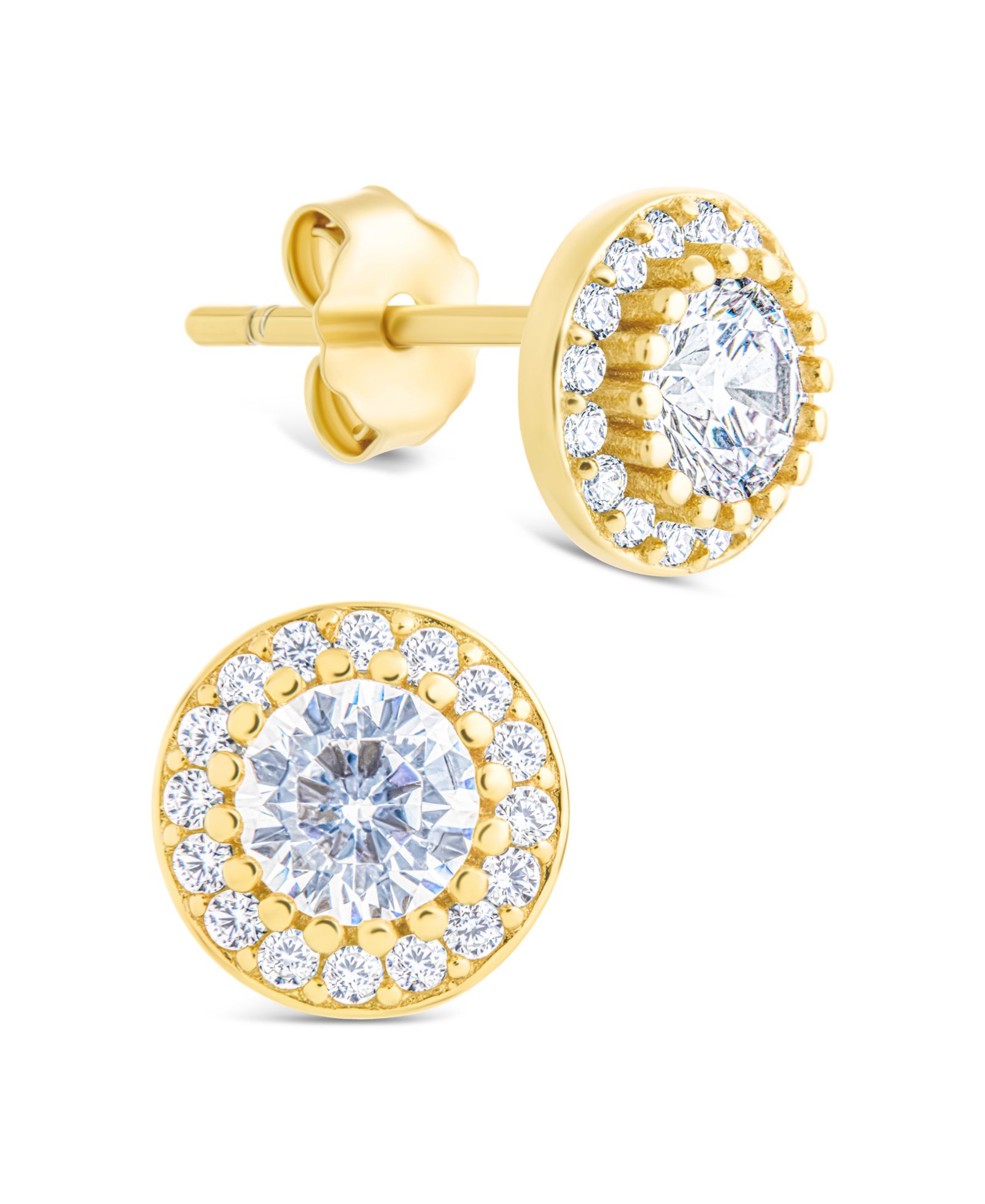 Sterling Forever Sterling Silver Round Cut Brilliant Halo Studs