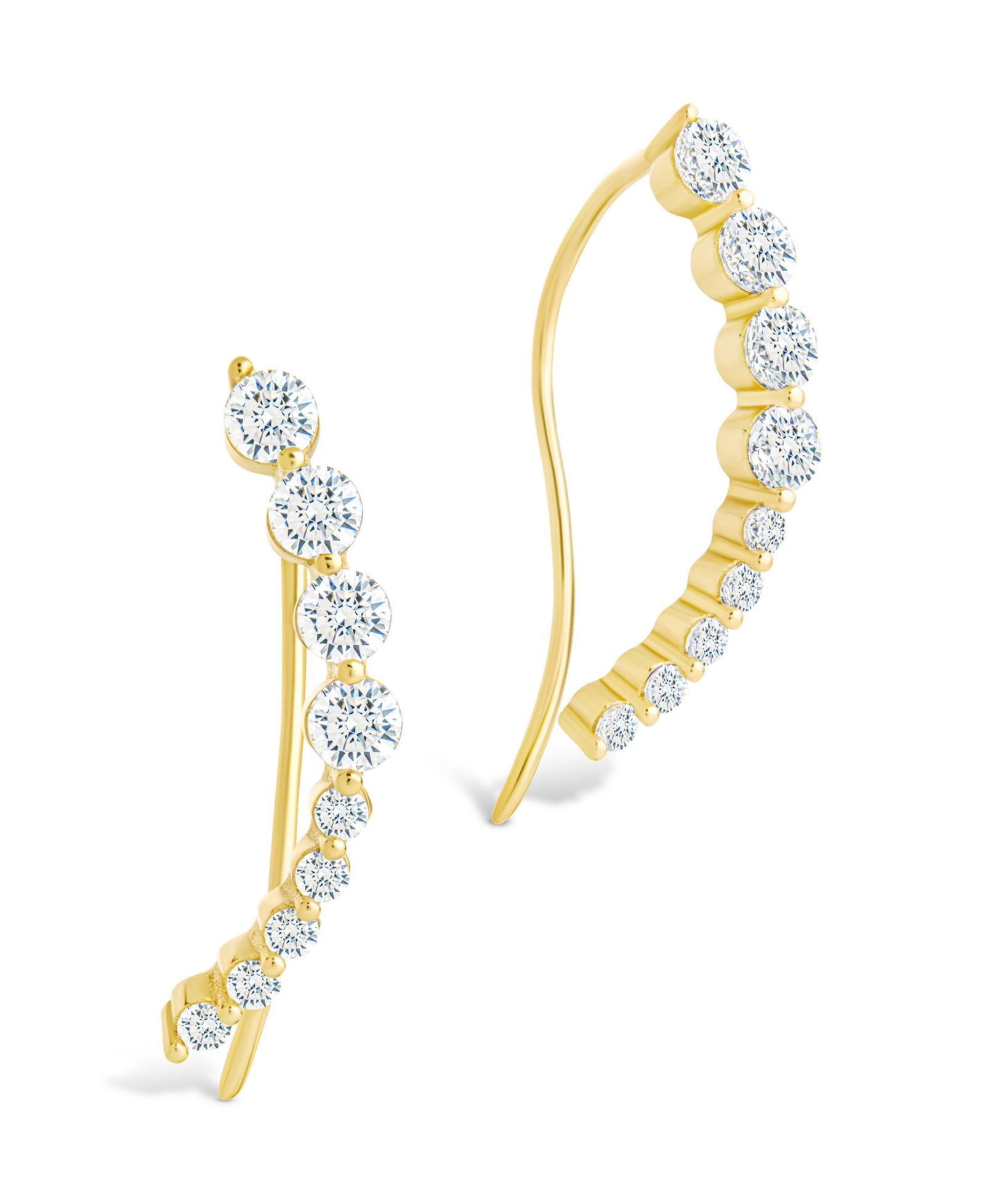 Серьги Sterling Forever Sterling Silver Brilliant Round CZ Crawlers
