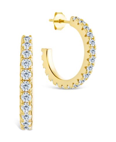 Sterling Forever Sterling Silver Eleri CZ Tube Hoops - .75"