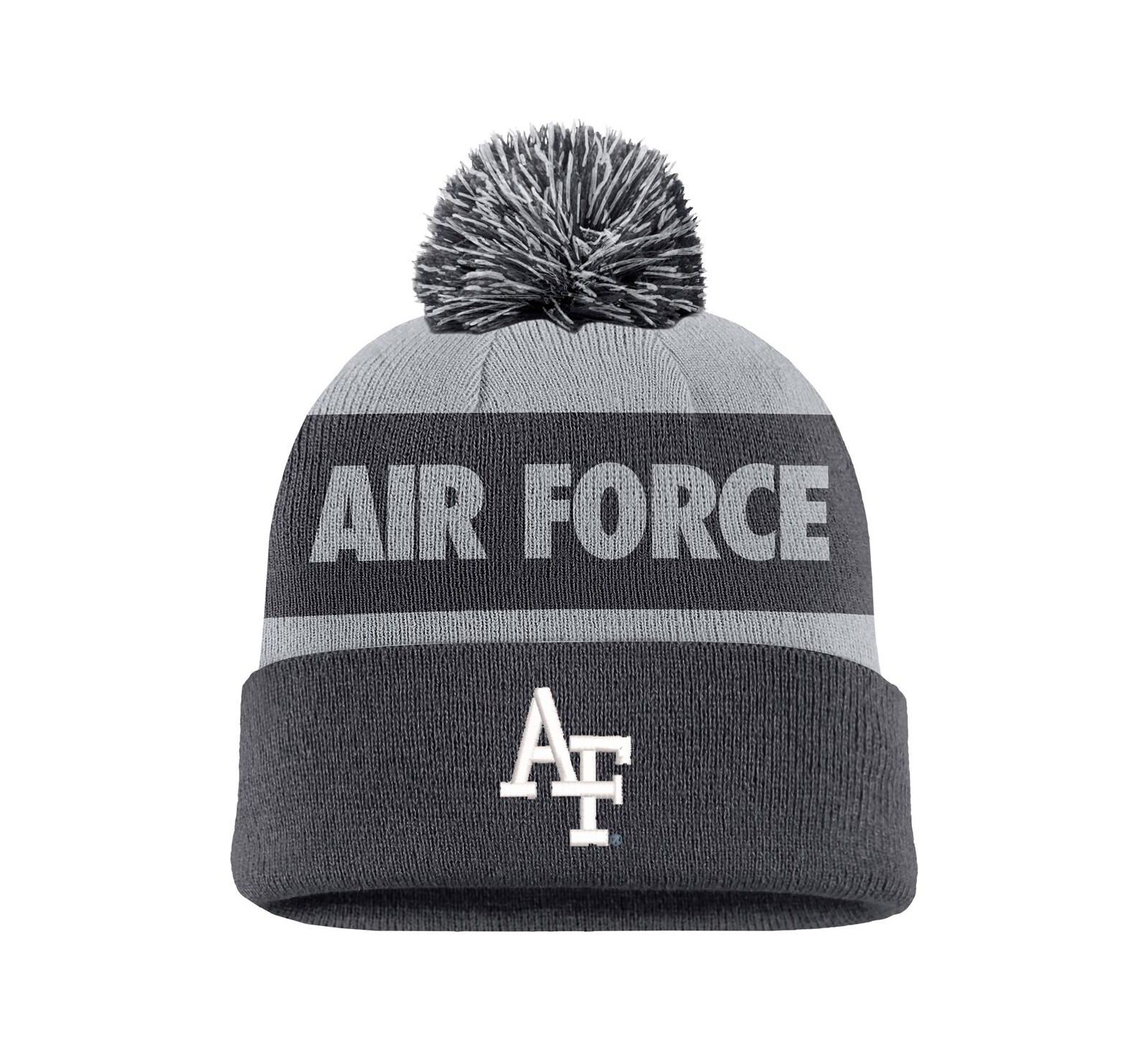 Nike Men's Charcoal Air Force Falcons Rivalry Shield Cuffed with Pom Knit Hat