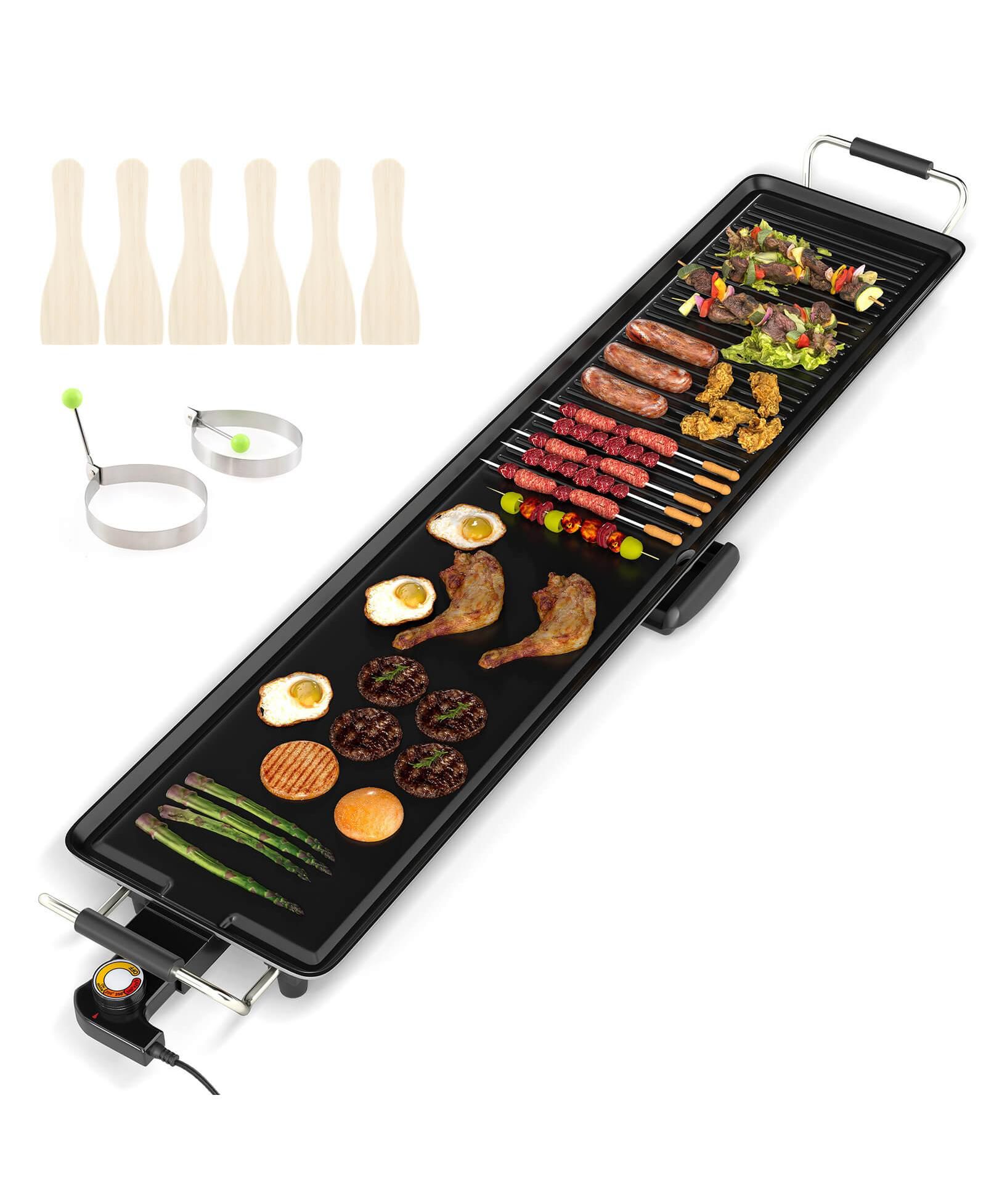 39.5" Extra Large Electric Teppanyaki Grill with 2 Cooking Surface