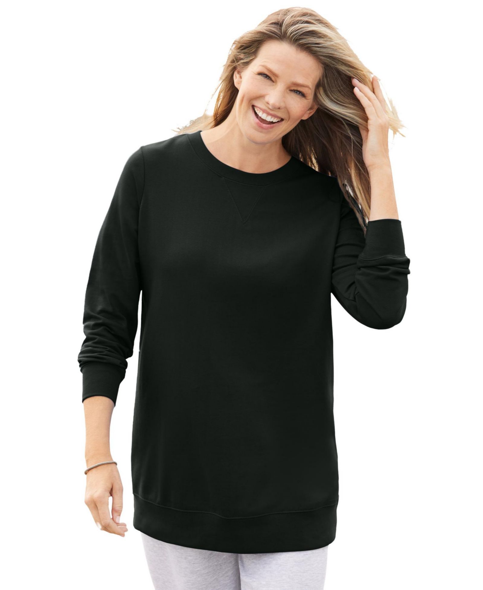 Woman Within Plus Size Within Crewneck Fleece Sweatshirt
