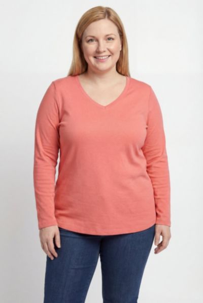Woman Within Women's Within Perfect Long-Sleeve V-Neck Tee