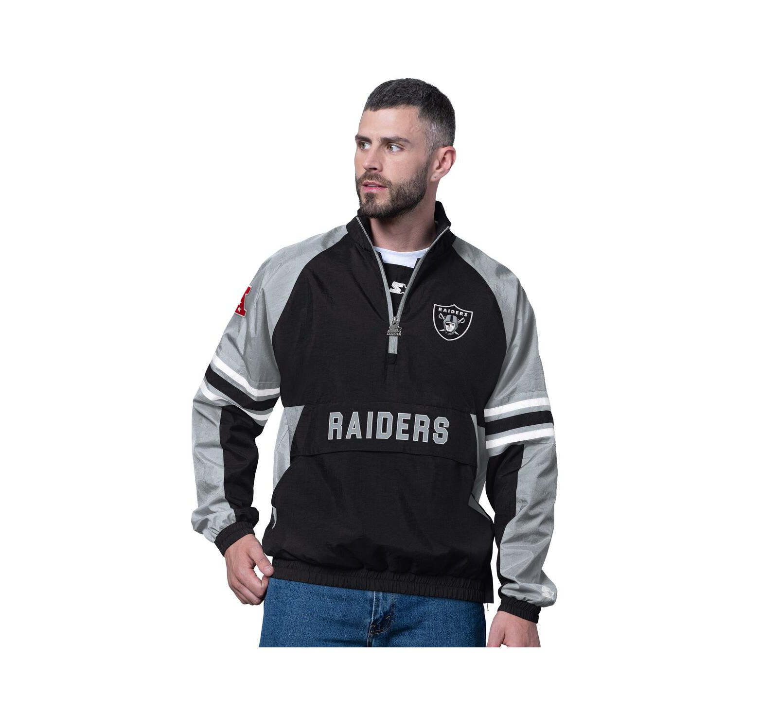 Мужской свитшот Starter Black Las Vegas Raiders Prospect Half-Zip Pullover