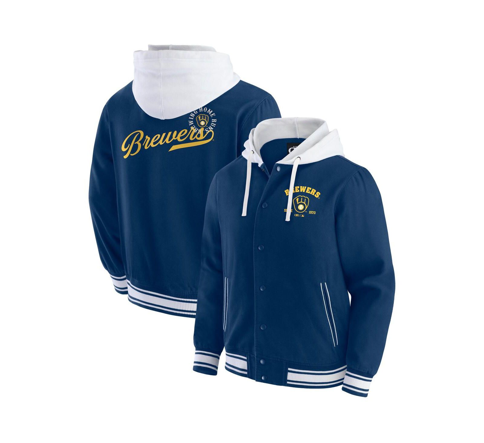 Darius Rucker Collection by Fanatics Мужская темно-синяя куртка Milwaukee Brewers Full-Snap Hooded Jacket
