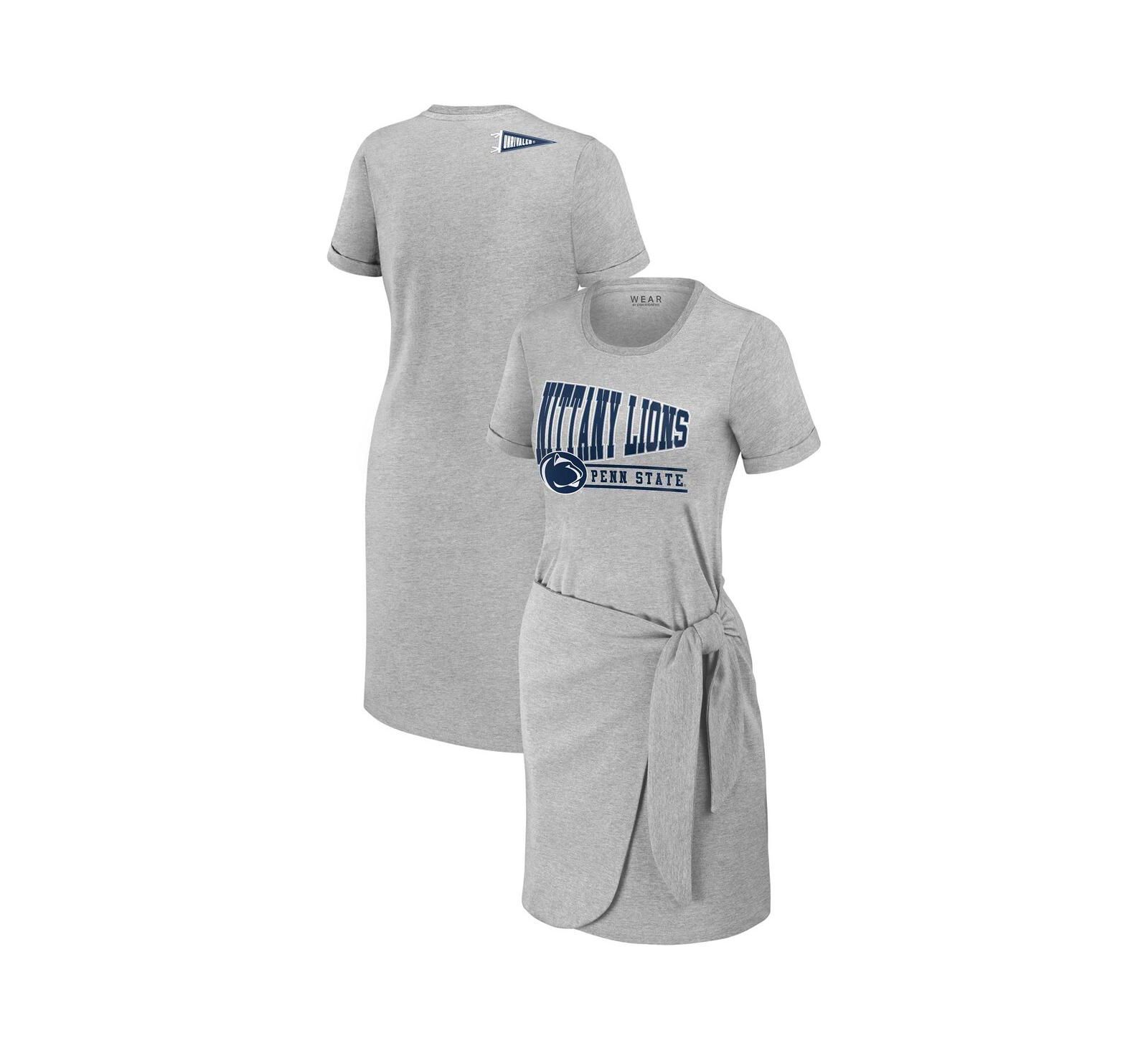 WEAR by Erin Andrews Women's Heather Gray Penn State Nittany Lions Knotted T-Shirt Dress