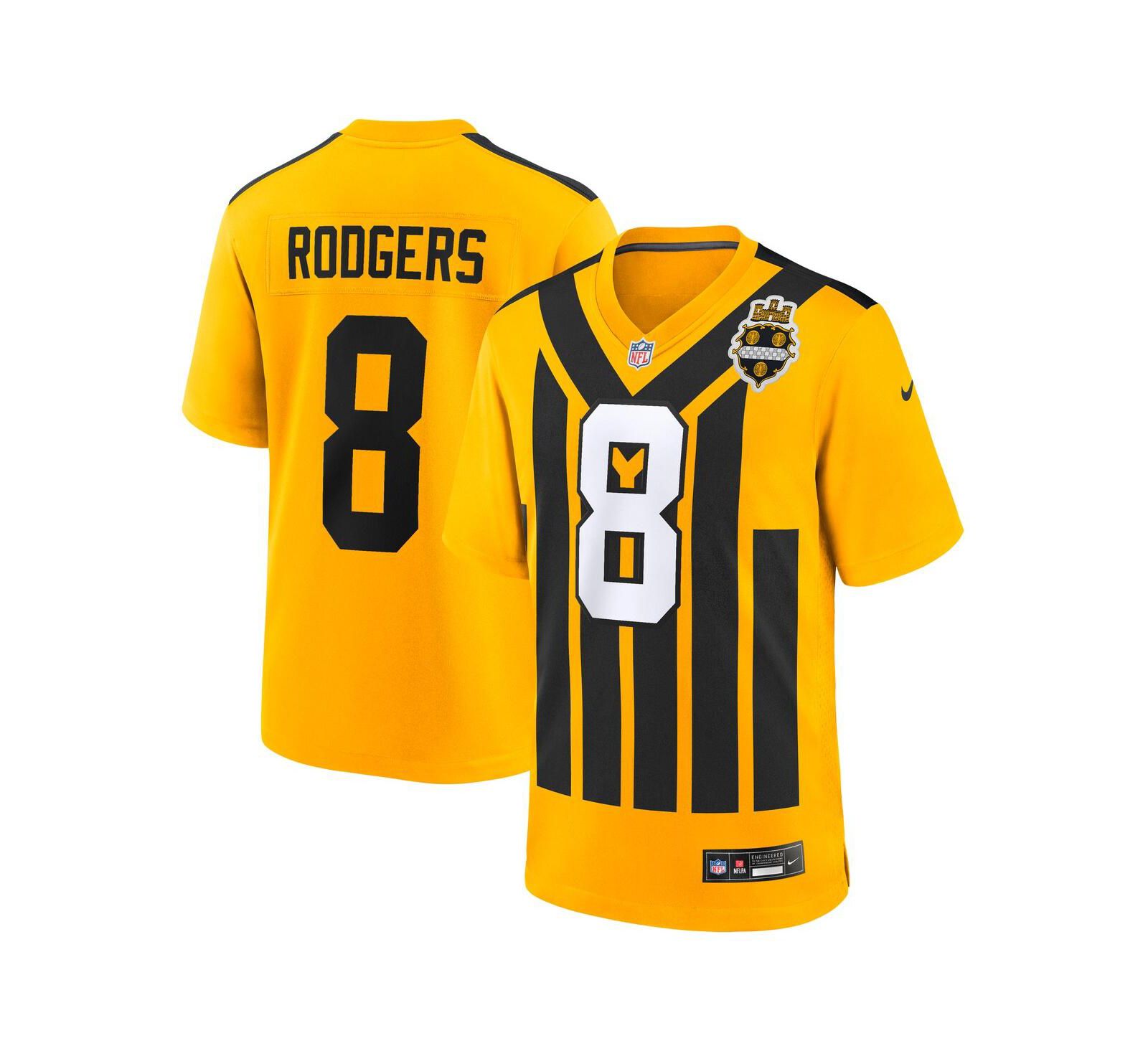Игровая джерси Nike Men's Aaron Rodgers Gold Pittsburgh Steelers Alternate 1933 Throwback