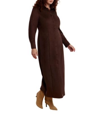 ELOQUII Plus Size Suede Shirt Dress