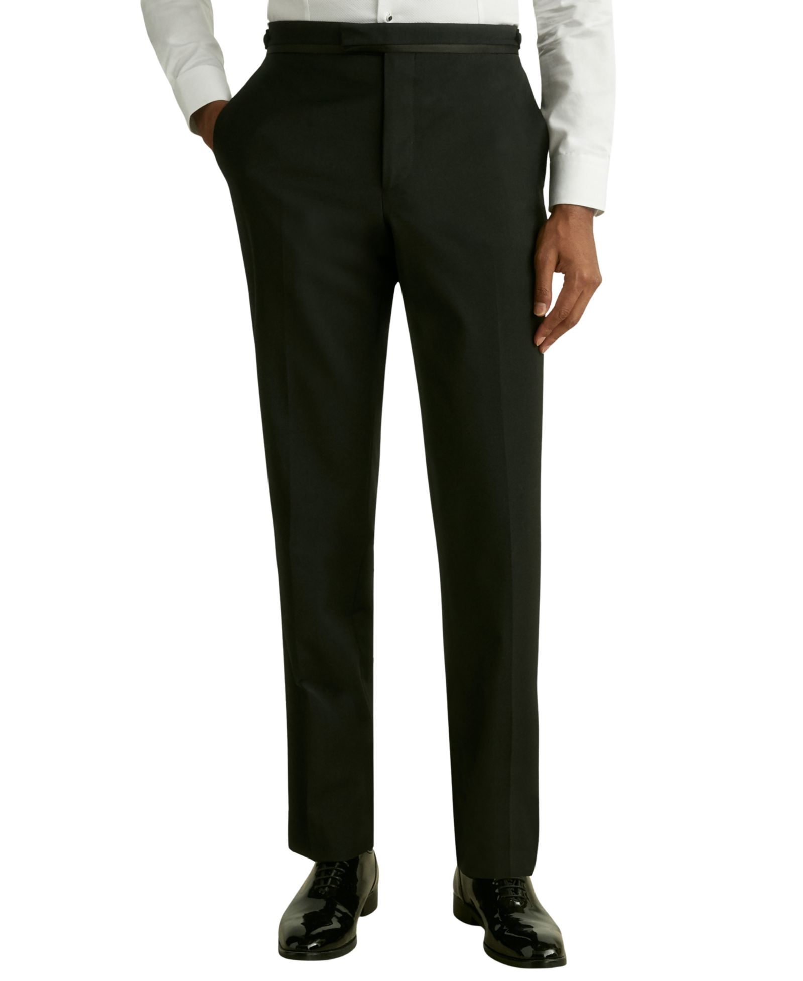 REISS Men's Poker Tailored-Fit Wool-Blend Tuxedo Pants