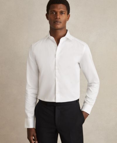 Мужская рубашка REISS Remote Slim-Fit Cotton-Satin Cutaway-Collar