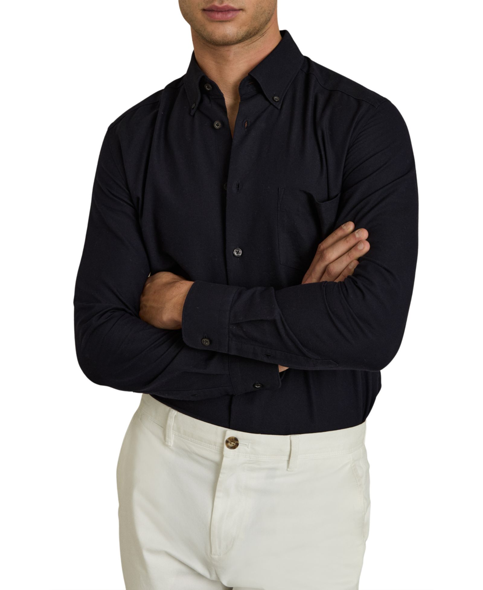 REISS Men's Greenwich Slim-Fit Button-Down Collar Cotton Oxford Dress Shirt