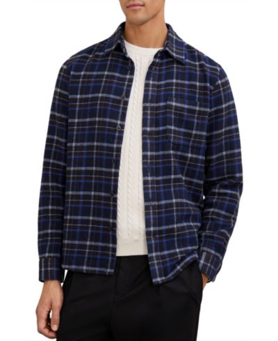 Мужская рубашка REISS Sam Check Button-Through Overshirt with Wool