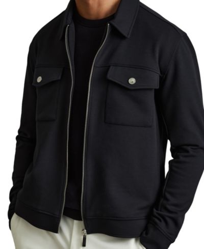 REISS Men's Medina Premium Interlock Zip-Through Overshirt