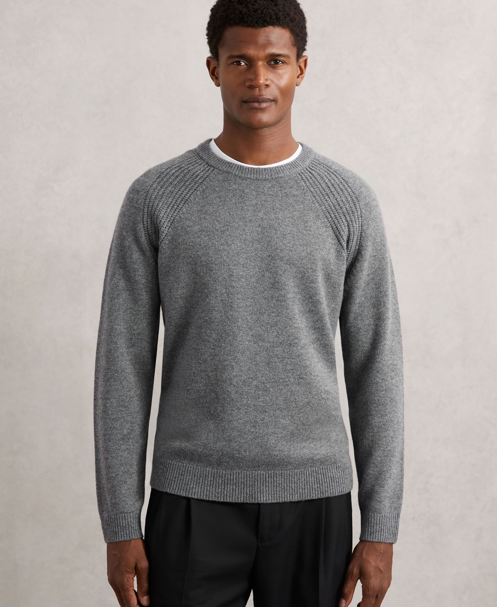 REISS Men's Foulton Wool-Cashmere Reverse-Seam Sweater