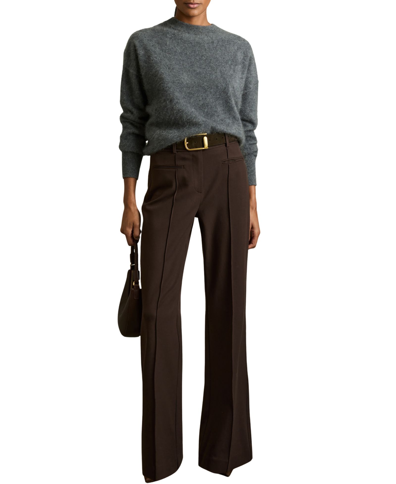 REISS Women's Claude High Rise Flared Pants