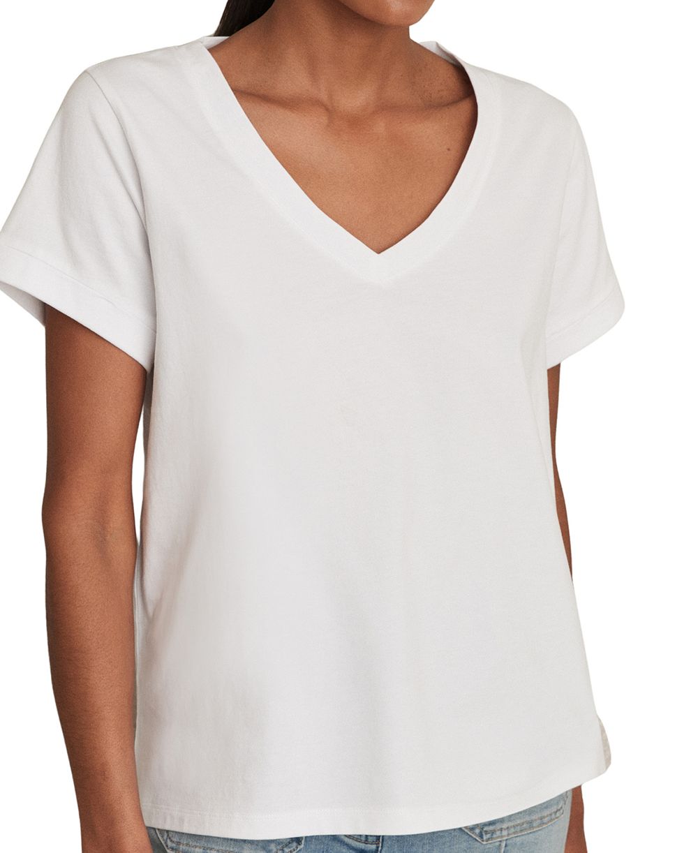REISS Women's Luna Cotton V-Neck T-Shirt