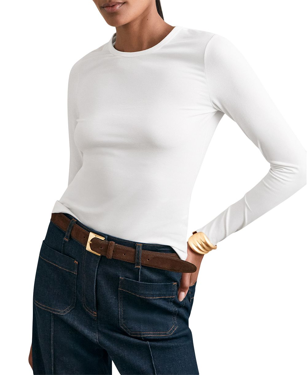 REISS Women's Jada Long-Sleeve Crewneck T-Shirt
