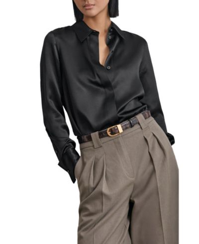 REISS Женская шелковая рубашка Ameira Silk-Satin Concealed-Placket