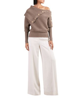REISS Women's Lexi Button Shawl Jumper Top