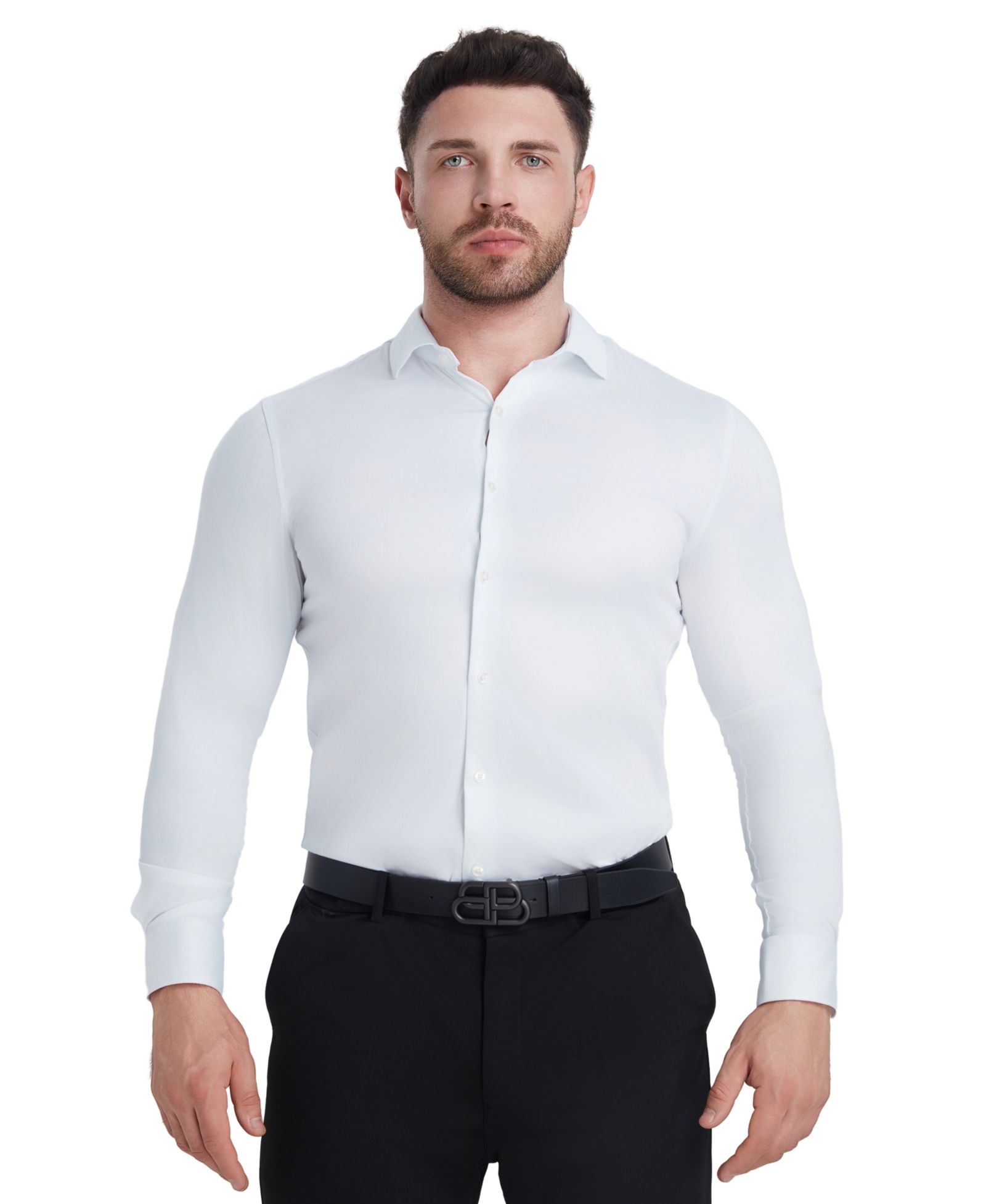 Men's Solid Sateen Slim Fit Dress Shirt