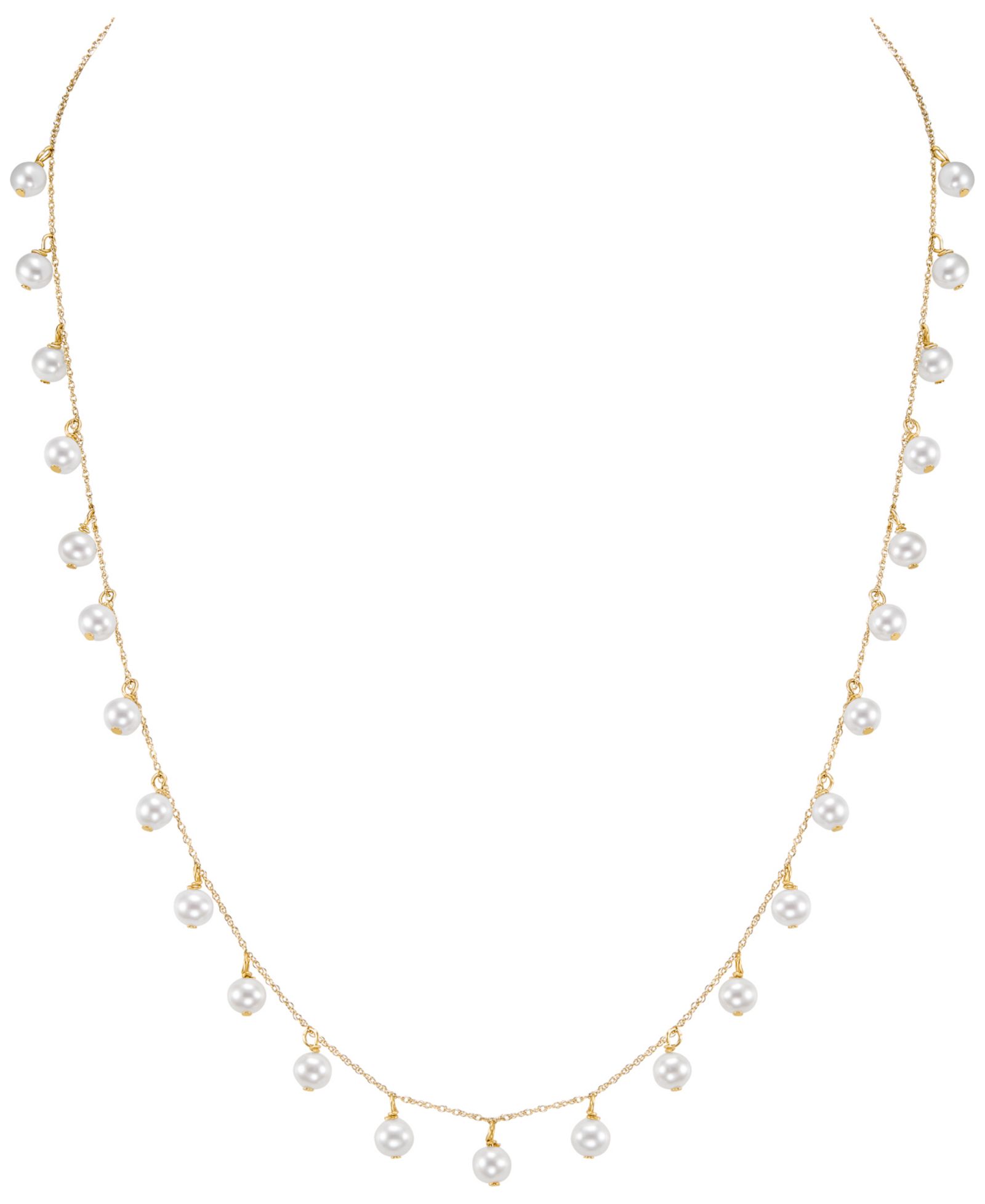 Macy's Cultured Freshwater Pearl Necklace (4-4.5mm) в 10k Yellow Gold
