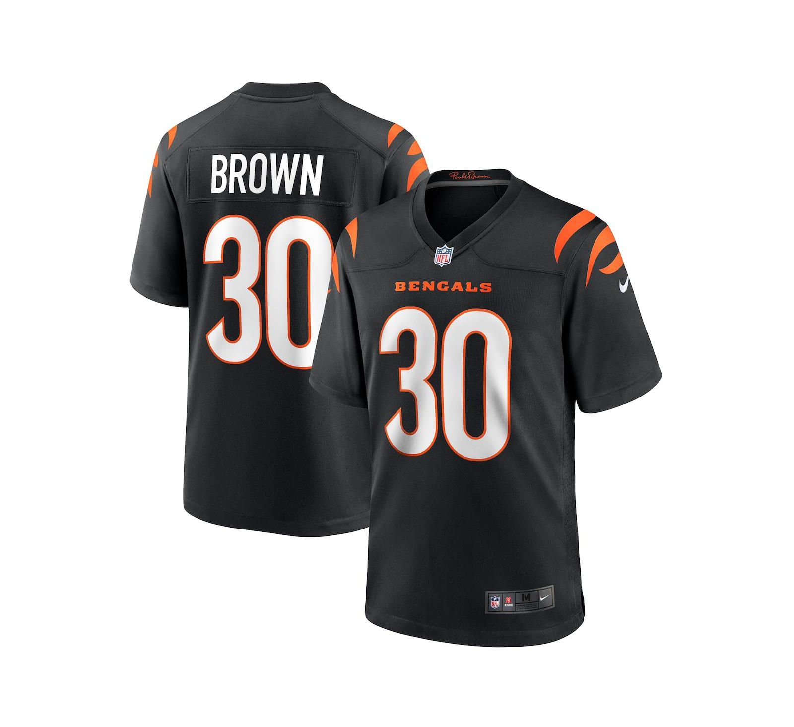 Nike Men's Chase Brown Black Cincinnati Bengals Team Game Jersey