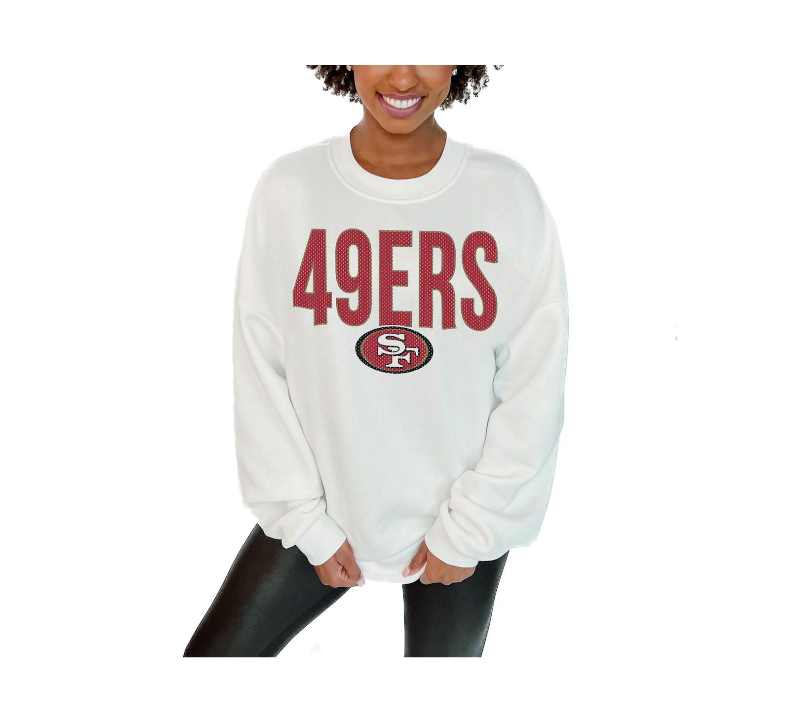 Женская толстовка Gameday Couture White San Francisco 49ers Just Go with It Oversized Long Sleeve Crewneck