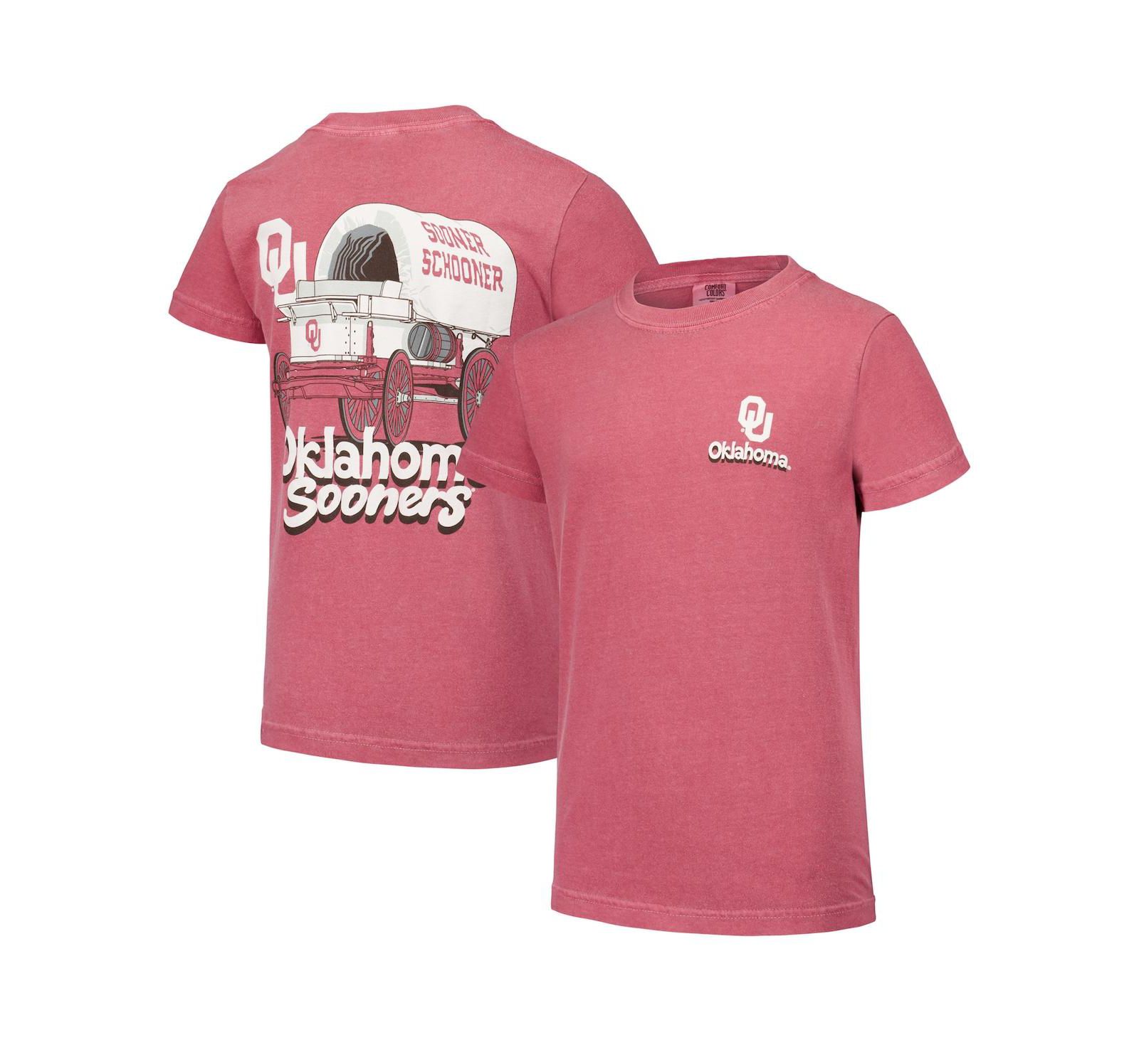 Футболка Image One Big Boys and Girls Crimson Oklahoma Sooners Hyperlocal Comfort Colors T-Shirt